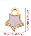 Star-shaped gold stainless steel charm with white marble inlay, 20mm x 15mm dimensions - Star-White
