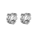 Orecchini a cerchio in acciaio inossidabile argento con motivo geometrico a rilievo - Argento (Pezzo Singolo)