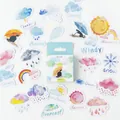 Aquarel stickerset met weerthema in lichtblauwe doos voor DIY scrapbooking decor - Een Mans Mooi Weer