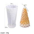Leaf Christmas tree silicone candle mold with size markers and 190g weight specification - Large Weeping Pine Tree / Milky White