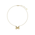 Collar de mariposa dorada con texturas detalladas en una fina cadena de oro - Pequeño / Dorado