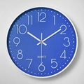 Modern 30cm silent wall clock featuring a navy blue dial with white quartz numbers - White Frame Blue Dial White Numbers
