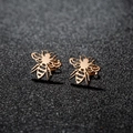 Hollow bee stud earrings in rose gold finish with intricate laser cut details - 279 Rose Gold (Wasp)