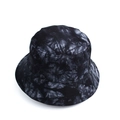 Sombrero de pescador de verano con diseño tie-dye negro y gris y copa plana - Negro