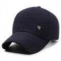Dunkelblaue Herren-Baseballkappe aus Mesh-Gewebe mit silbernem Metall-Schild-Logo - Marineblau