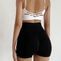 High-waist scrunch butt lifting sports shorts in black for yoga and fitness training - S/M / Black