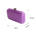 Purple woven satin clutch evening bag with metallic knot clasp and silk texture - Purple