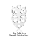 Ciondolo a forma di gufo in acciaio inox argento 9x14.5mm per gioielli fai da te - Gufo / Argento