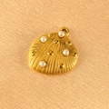 Macro view of golden shell pendant with pearls on luxurious fabric background - Hollow Pearl Shell (17mm)