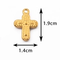 Vintage gold cross pendant with rose embossed pattern measuring 1.9cm by 1.4cm - 4# / Gold