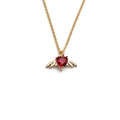Gold angel wing necklace with red heart pendant for women, minimalist festive jewelry gift - Red