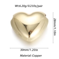 Detailed dimensions of heart charm in gold-plated copper for DIY jewelry making - Ysn025-03 / 18K Gold