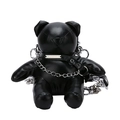 Schwarze Bären-Tasche im Gothic-Punk-Stil aus PU-Leder mit silberner Kette - Schwarz