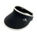 Women's black open top sun visor with wide brim and white trim for UV protection - One Size Adjustable (56-60cm) / Black