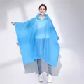 Reusable blue EVA raincoat for adults with drawstring hood and side snap buttons - One Size / Blue Poncho (Adult)