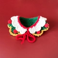 Collier de Noël tricoté pour animaux, rouge et vert avec pompons et liens réglables - Collier Double Couche Vert