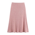 Jupe midi rose en maille évasée avec texture fine et tissu doux extensible pour femme - XS / Jupe Rose