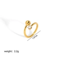Adjustable golden titanium steel open ring with metal bead and cubic zirconia detail - One-Bead One-CZ Style (YYR023072-3)