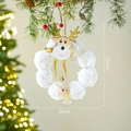 Weihnachts-Rentier-Kranz aus Plüschbällen mit goldenen Details, 25cm groß - Weihnachten Rentier Kranz