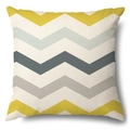 Linen sunflower throw pillow case with a colorful chevron zigzag pattern in yellow and blue - 45x45cm Pillow Cover / Colorful Chevron Pattern (ym15039 (4))