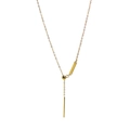Minimalist Y-shaped golden necklace with spherical slider and metal bar pendants - Adjustable Necklace Chain