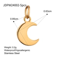 Golden stainless steel crescent moon pendant 0.85cm hypoallergenic jewelry component - Crescent Moon Style (JDPW24002) / 5 Pieces