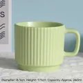 Pastel light green ceramic mug with vertical striped texture and square handle, 260ml - Light Green