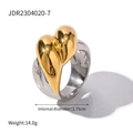 Two-tone 18k gold and silver stainless steel ring with 3D heart-shaped design - Heart Two-tone #7
