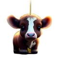 Cute cartoon cow car hanging ornament with gold string for vehicle interior decoration - Style C-Brown White Calf