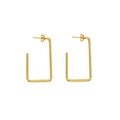 Golden rectangular geometric stainless steel earrings with butterfly backings - 18K Gold / Gold-23*60mm