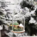 LED Christmas glass ball ornament with wooden mushrooms and moss inside, 7.5x5.5cm - HG18-624 (White & Green Mushroom)