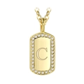Collier avec pendentif rectangulaire doré avec lettre C et serti de zircons blancs - Lettre C Or