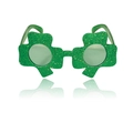 Green glitter shamrock glasses with round lenses for St. Patrick's Day party outfits - Glitter Shamrock B (With Lenses)
