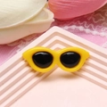 Miniature 4cm round yellow resin sunglasses for DIY phone cases and craft accessories - Yellow