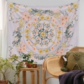 Detail of floral mandala tapestry with purple background and bohemian circular patterns - 73X95CM (Cross-border Brushed Style) / LT073-2 Light Purple