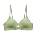 Reggiseno a coste francese verde senza ferretto con delicati dettagli traforati sul davanti - XL / Verde Avocado