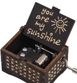 Handcranked black wooden music box with gold pattern and You Are My Sunshine lyrics - Black Dot Sunshine