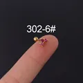Golden cartilage stud earring with three pink zircon stones and screw ball back - Trinity Cluster Pink Zirconia Style (302-6#)