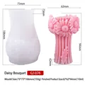 Daisy bouquet silicone mold for DIY candles showing mold and pink finished sample - Daisy Bouquet GJ-076