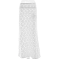 Elegant white lace maxi skirt with floral patterns in a high-waisted slim fit style - S / White