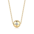 Elegant gold S925 silver necklace with spherical moissanite pendant on O-chain - Round Ball 0.1ct Moissanite / Without Certificate