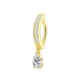Golden stainless steel belly ring with white zircon stones and water drop crystal pendant - Gold Arc Clasp with Pendant