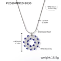 Halskette aus Edelstahl in Silber mit 16 blauen Steinen an einer Schlangenkette - Silber Blaue Strass Halskette (P2080)