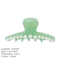 Green acetate shark hair claw clip with pearl row and professional product dimensions - Light Green