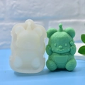 3D cartoon bear silicone mold for DIY candles and soaps with textured fur detail - Cartoon Bear Style / White