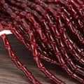 Dark red bamboo joint shaped glass beads for DIY bracelet and necklace making - 6x12mm Dark Agate Red (1Pc)