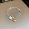 15# Gold Heart Pearl Zircon Splicing Bracelet