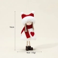 Plush Christmas angel doll with red heart, white faux fur hat and red scarf hanging decoration - Red and White Girl Doll (2023A-1)