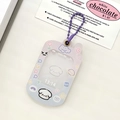 Cute puppy phone-shaped acrylic magnetic card holder with purple beaded chain charm - Purple Blue Gradient Puppy (PUPPY 13:14)