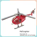 DIY 3D wooden helicopter puzzle model kit in red with 36 pieces for creative building - Helicopter